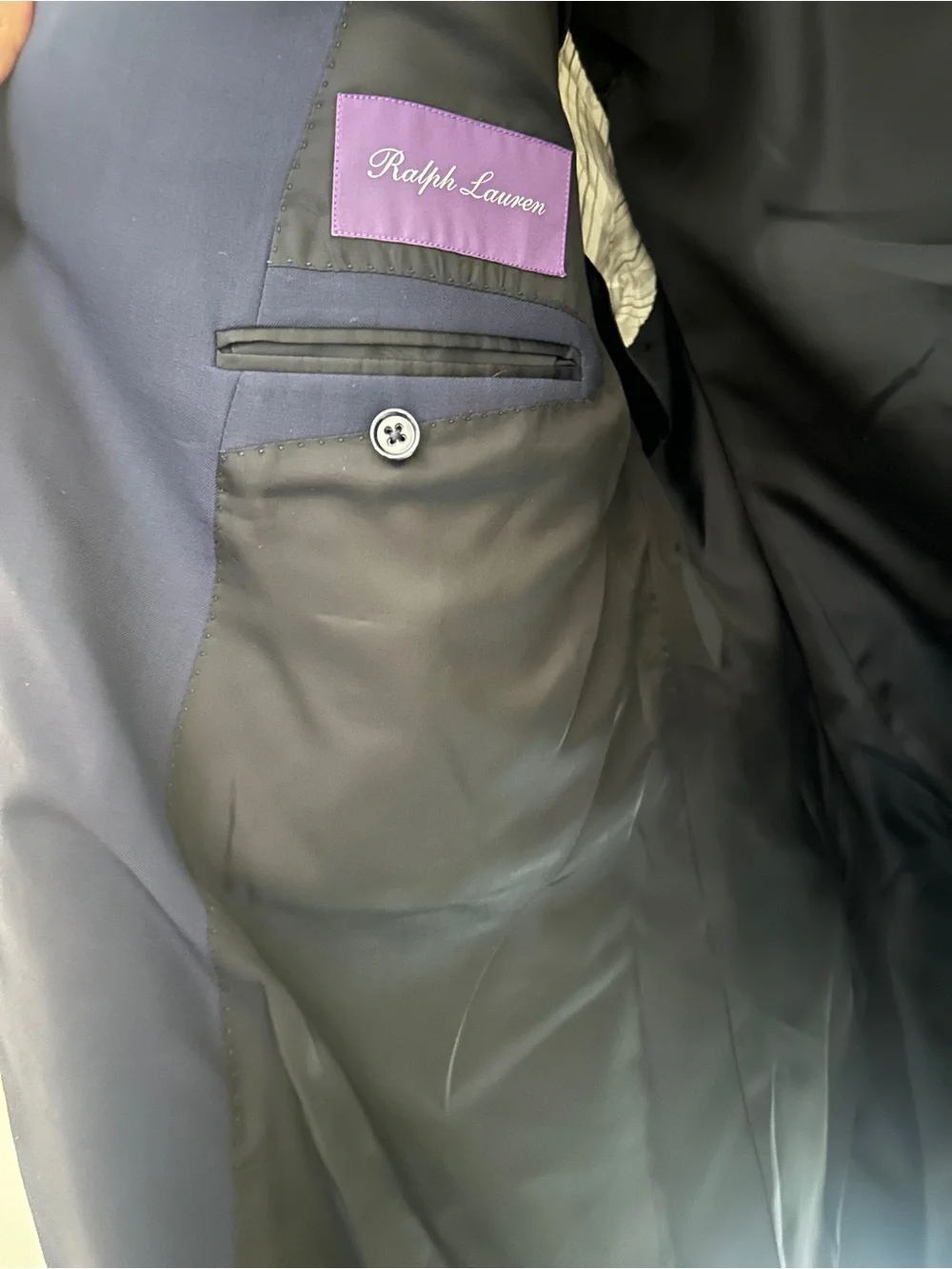 Ralph Lauren Purple Label Navy Double-Breasted Sport Coat with Gold Buttons